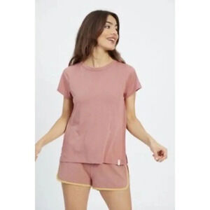 Satva Dark Mauve Andot Crew Neck Short Sleeve T-Shirt XL